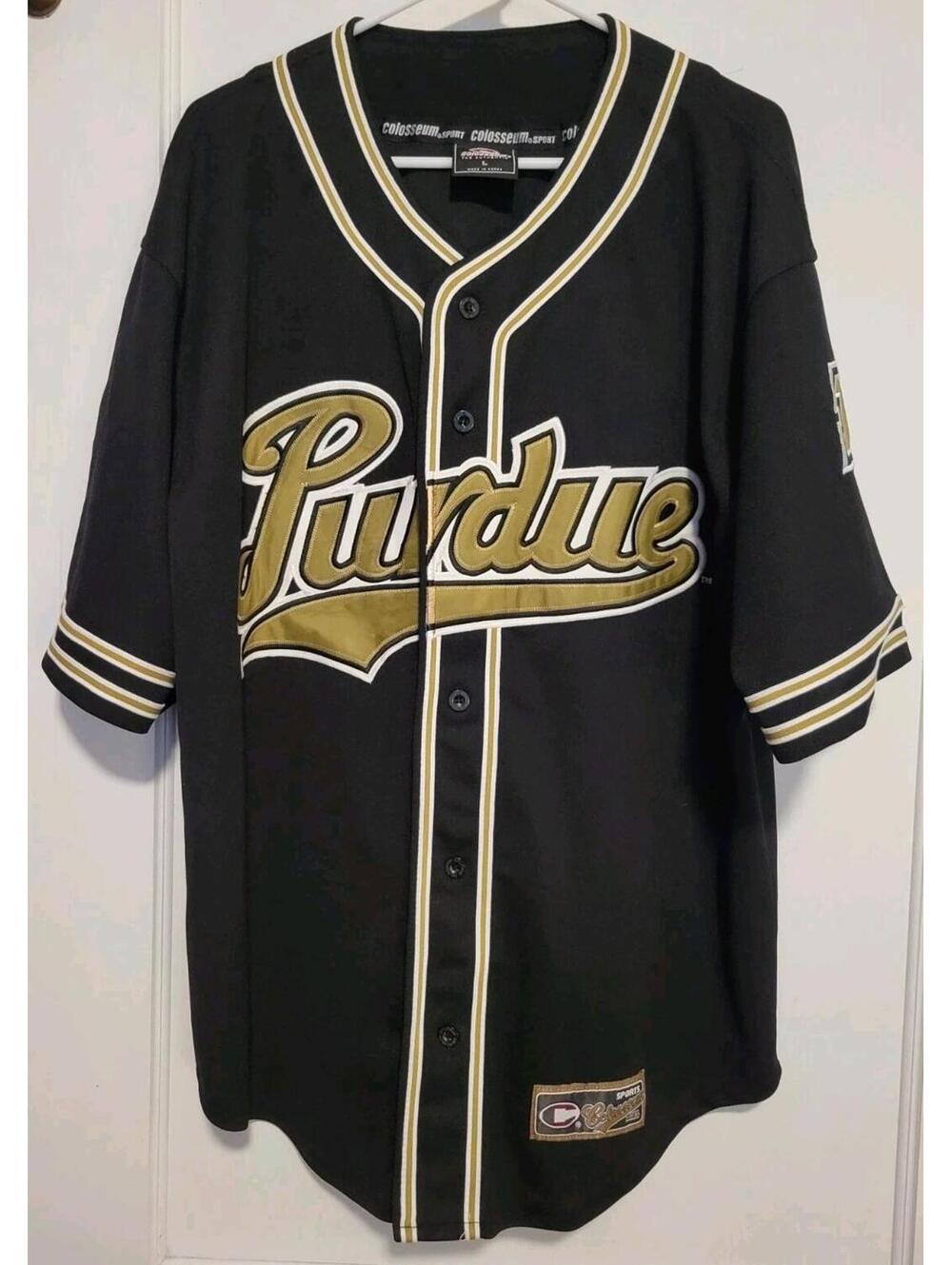 Purdue Boilermakers Colosseum Jersey Large Black Button Up Baseball Shirt